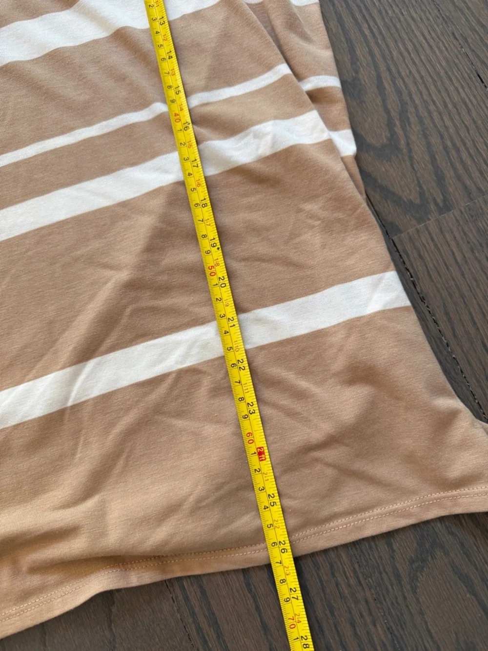 Chico's Striped Cowl Neck Long Sleeve Jersey Tee Top Shirt- Cream & Tan Striped